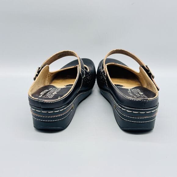 Spring Step L'Artiste Shoes Womens 9 Black Leather Aneria Mary Jane Wedge Clog - Picture 8 of 13